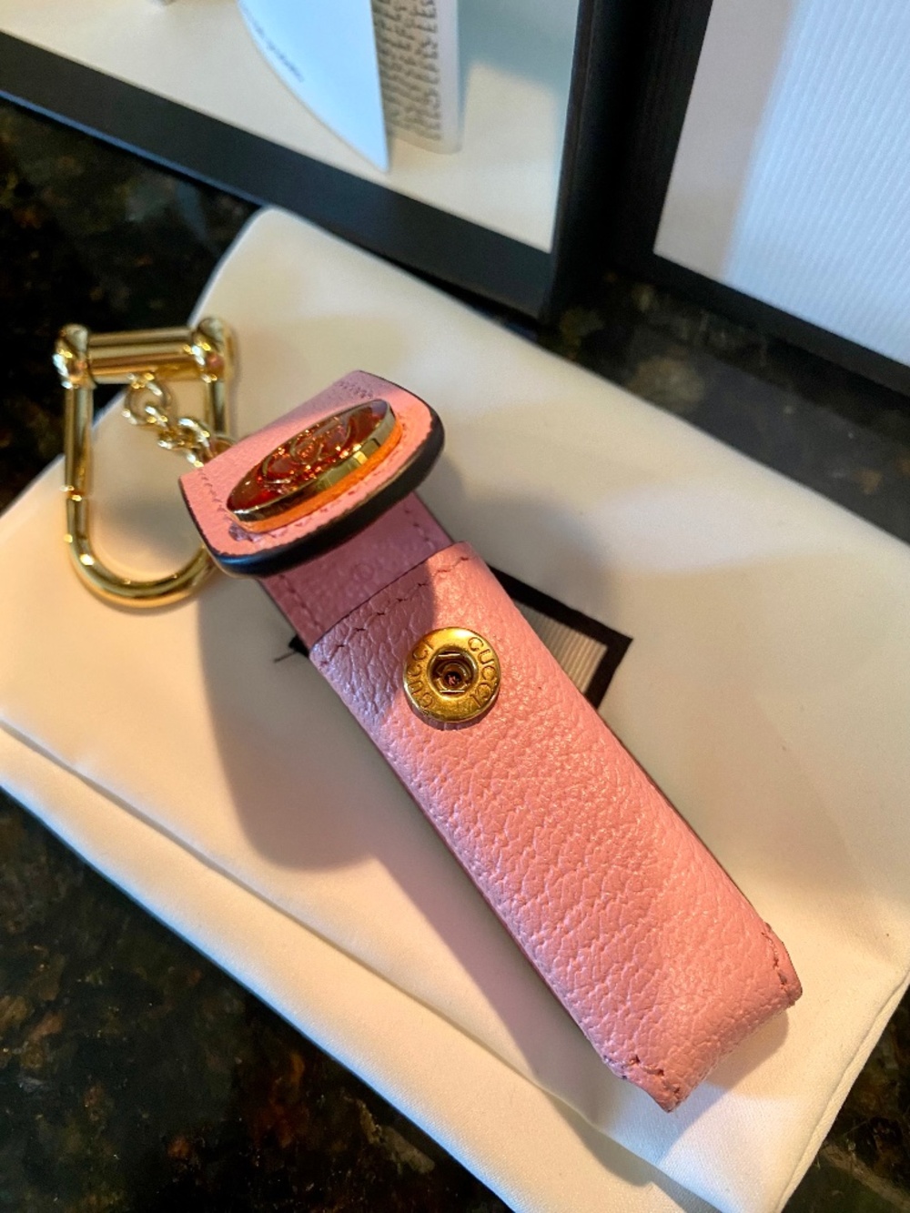 NWT GUCCI Leather Key Chain Lipstick Holder